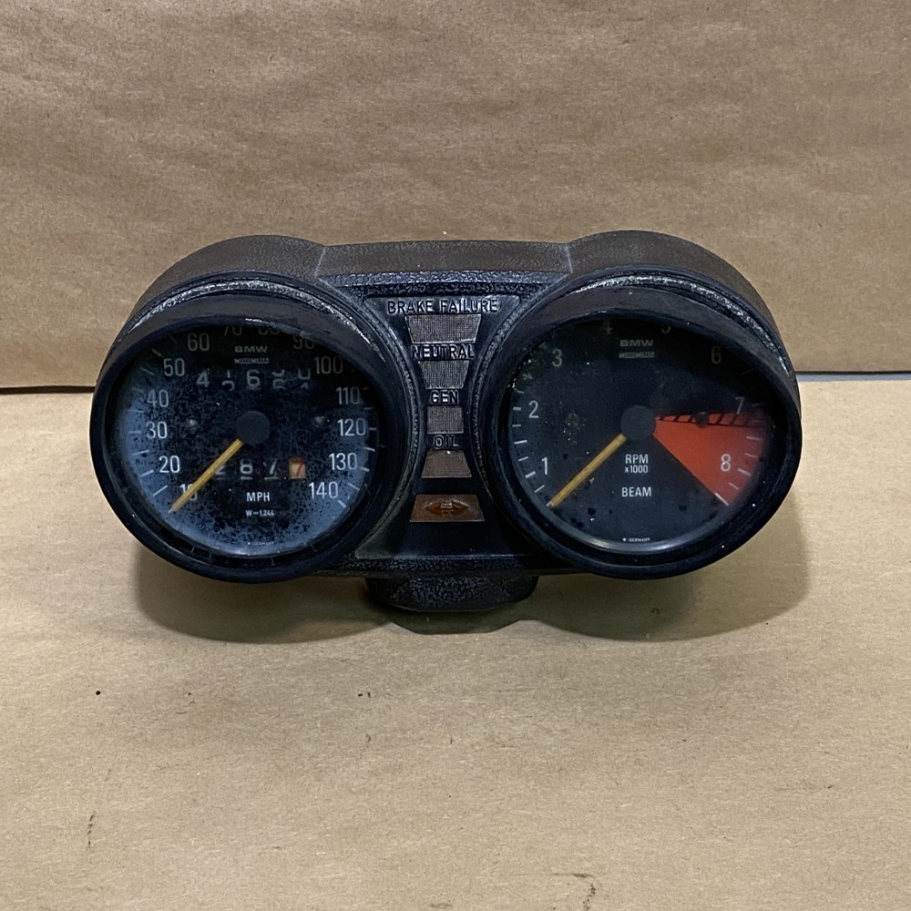 Original BMW Airhead White Face Instrument Cluster Speedometer